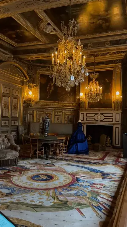 Elegant room at Château de Fontainebleau Interior view of a beautiful room at Fontainebleau with elegant lighting